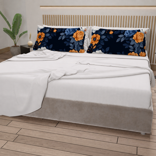 Lenzuola in Cotone, Completo Letto con Federe in Stampa Digitale Autunno 04 Bianco