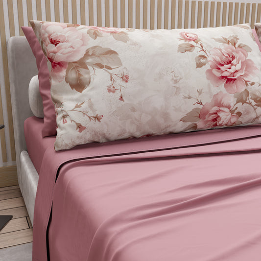 Lenzuola in Cotone, Completo Letto con Federe in Stampa Digitale Floreale 04-156