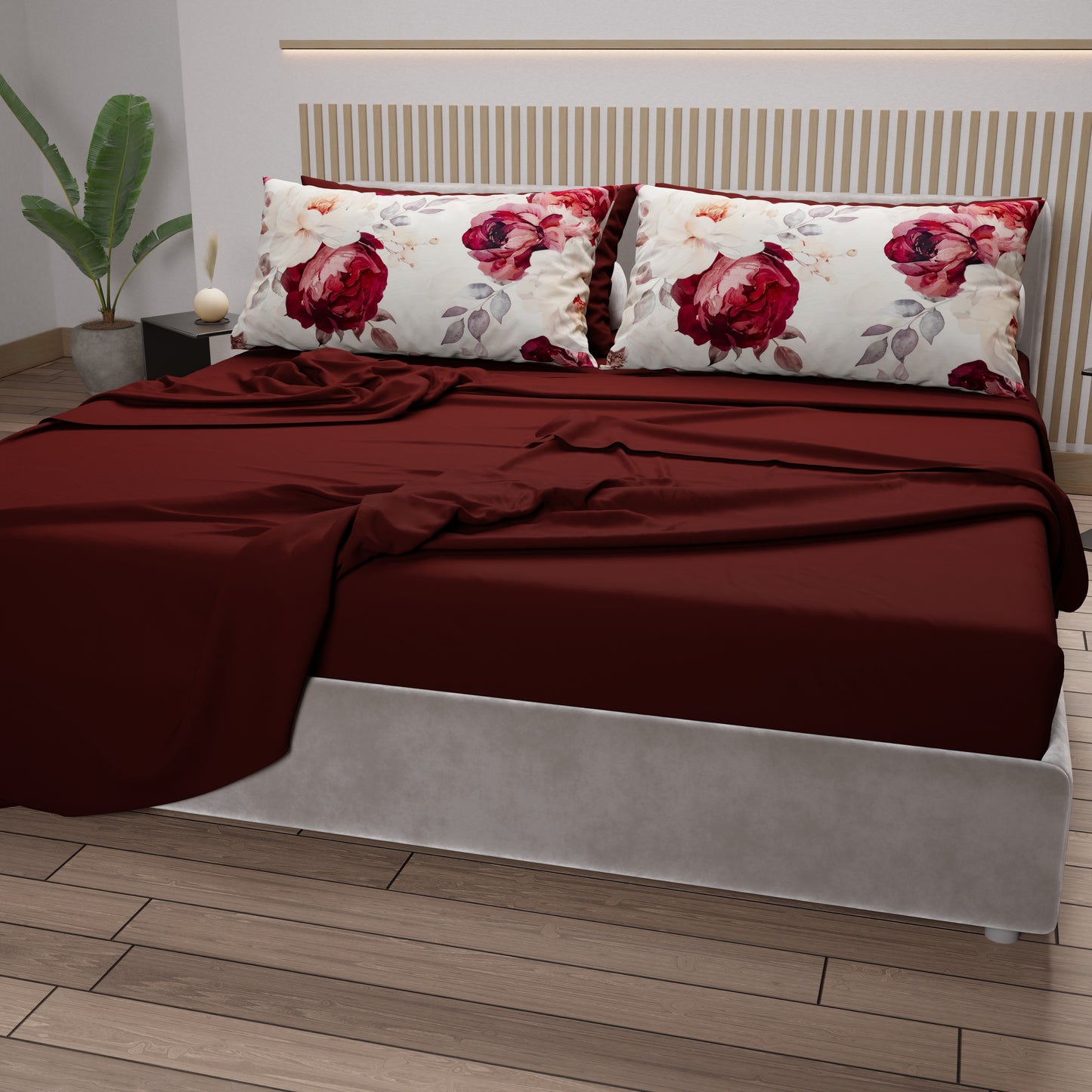 Lenzuola in Cotone, Completo Letto con Federe in Stampa Digitale Floreale 04-171