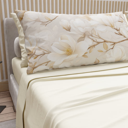 Draps en Coton, Parure de Lit avec Taies d'Oreiller en Impression Numérique Florale 04-175