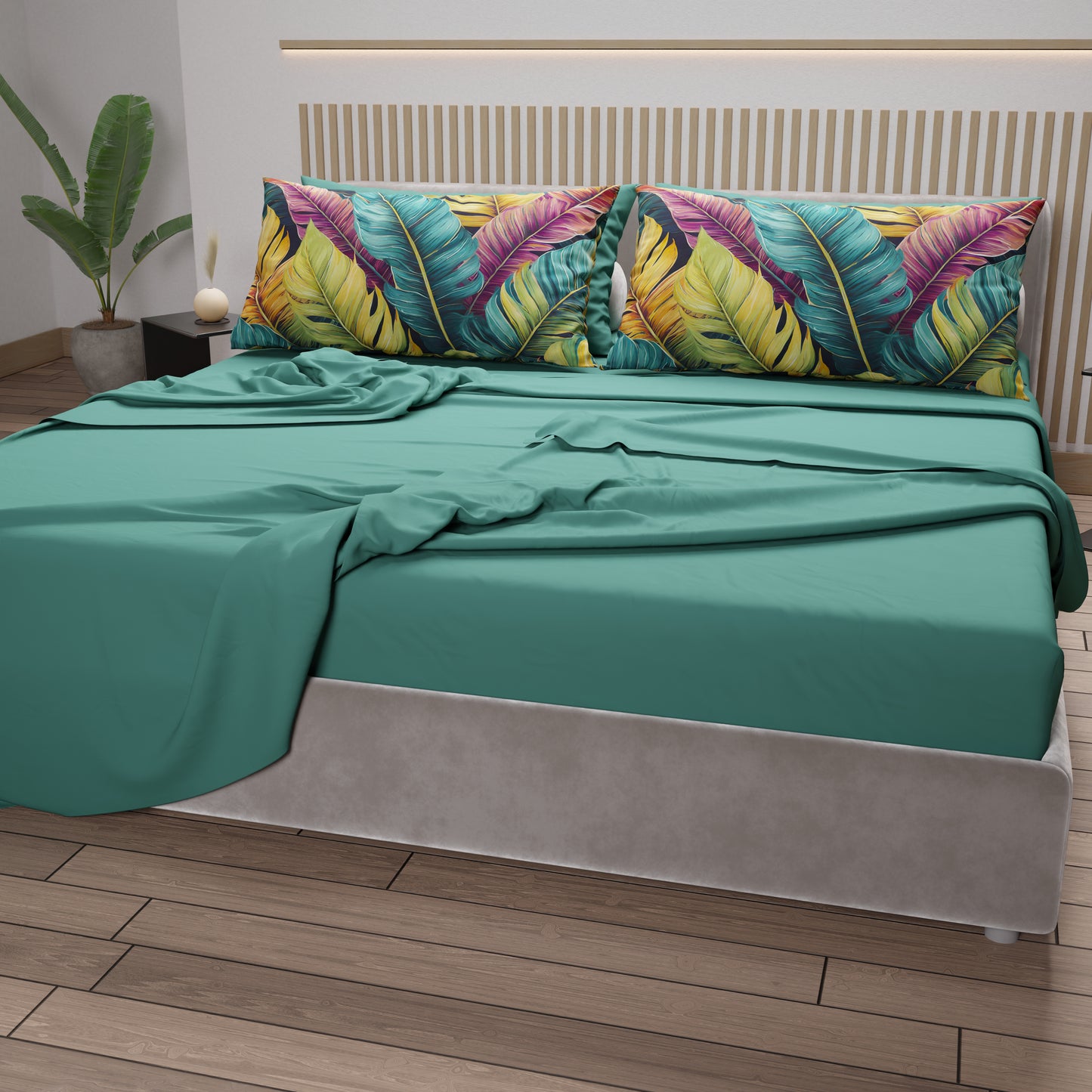 Lenzuola in Cotone, Completo Letto con Federe in Stampa Digitale Floreale 04-199