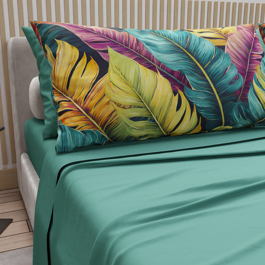 Lenzuola in Cotone, Completo Letto con Federe in Stampa Digitale Floreale 04-199