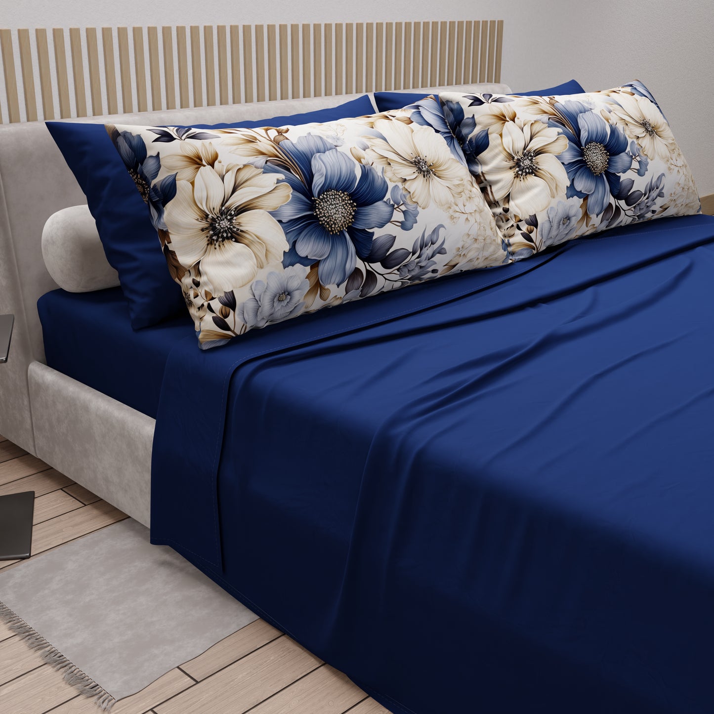 Lenzuola in Cotone, Completo Letto con Federe in Stampa Digitale Floreale 04-300