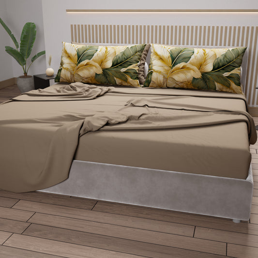 Draps en Coton, Parure de Lit avec Taies d'Oreiller en Impression Digitale Florale 04-302