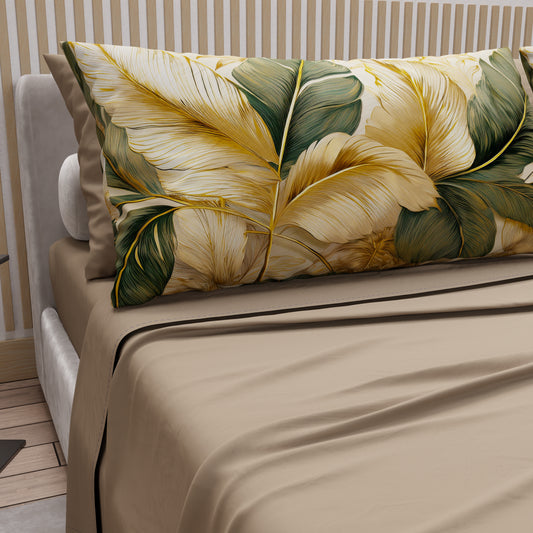 Draps en Coton, Parure de Lit avec Taies d'Oreiller en Impression Digitale Florale 04-302