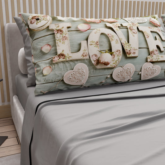 Draps en coton, Parure de lit avec taies d'oreiller en impression digitale Shabby 318