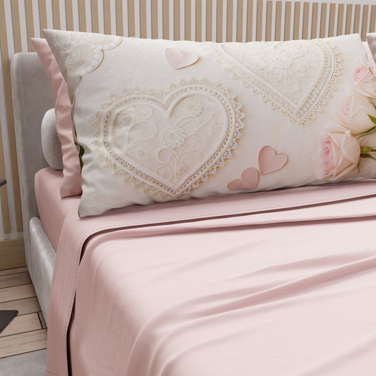 Draps en coton, Parure de lit avec taies d'oreiller en impression digitale Shabby 319
