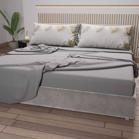 Draps en coton, Parure de lit avec taies d'oreiller en impression digitale Shabby 325