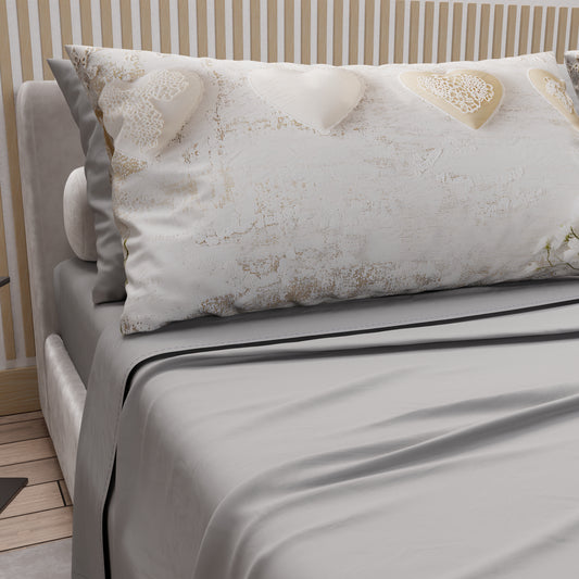 Draps en coton, Parure de lit avec taies d'oreiller en impression digitale Shabby 325