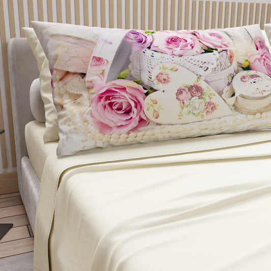 Draps en coton, Parure de lit avec taies d'oreiller en impression digitale Shabby 328