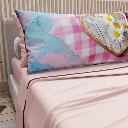 Draps en coton, Parure de lit avec taies d'oreiller en impression digitale Shabby 329