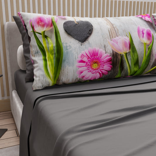 Draps en coton, Parure de lit avec taies d'oreiller en impression digitale Shabby 330