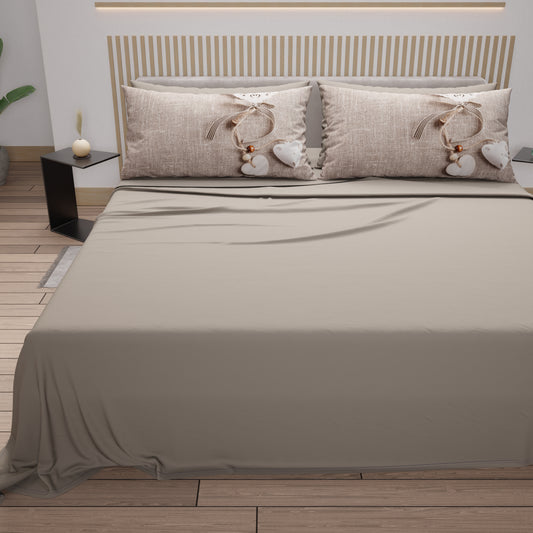 Draps en coton, Parure de lit avec taies d'oreiller en impression digitale Shabby 331