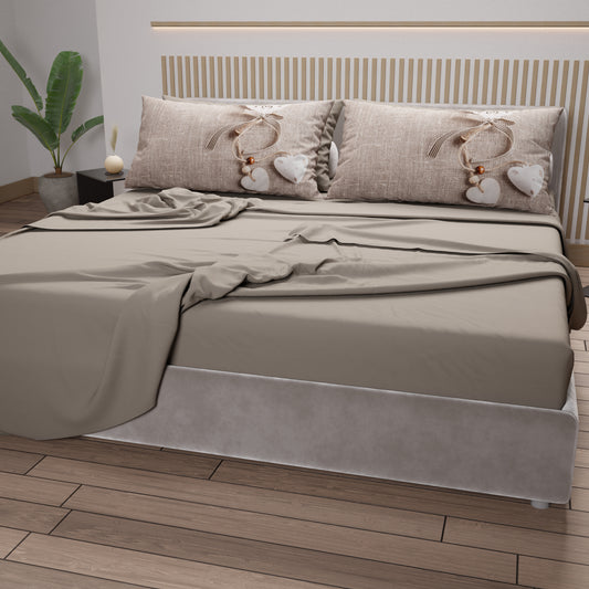 Draps en coton, Parure de lit avec taies d'oreiller en impression digitale Shabby 331