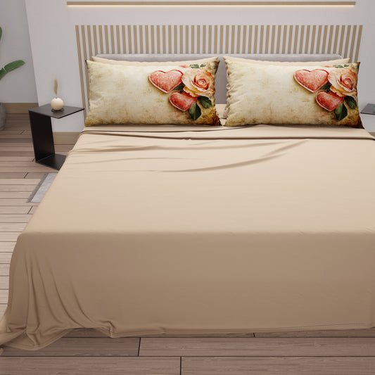 Draps en coton, Parure de lit avec taies d'oreiller en impression digitale Shabby 332