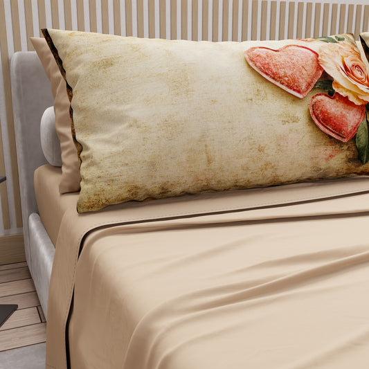 Draps en coton, Parure de lit avec taies d'oreiller en impression digitale Shabby 332