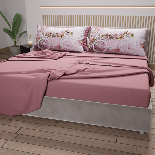 Draps en coton, Parure de lit avec taies d'oreiller en impression digitale Shabby 333