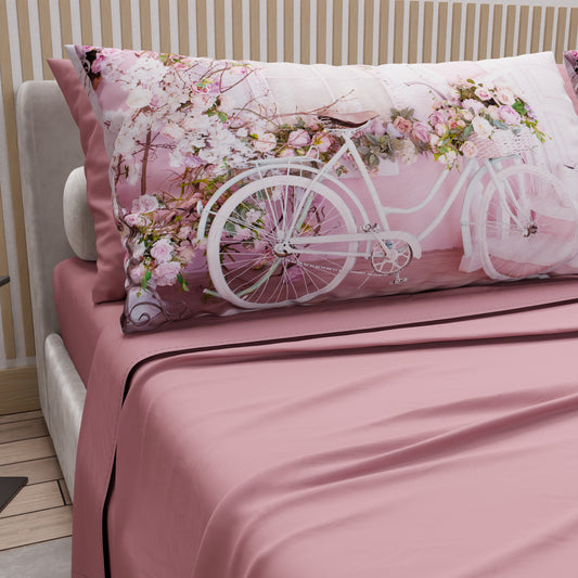 Draps en coton, Parure de lit avec taies d'oreiller en impression digitale Shabby 333