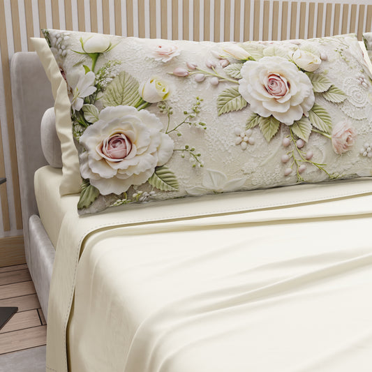 Draps en coton, Parure de lit avec taies d'oreiller en impression digitale Shabby 334