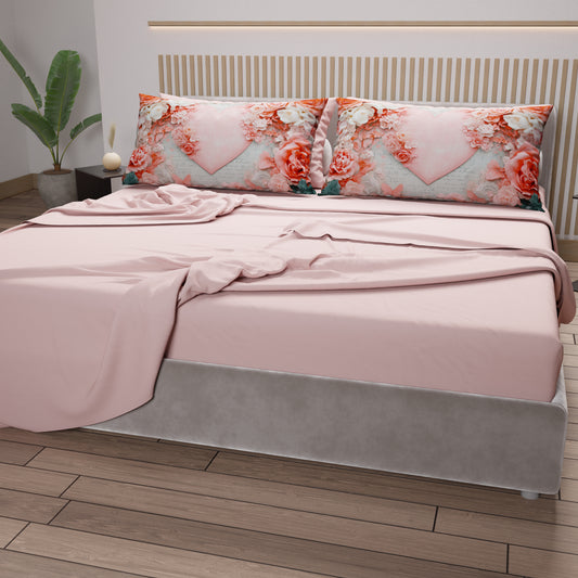 Draps en coton, Parure de lit avec taies d'oreiller en impression digitale Shabby 335