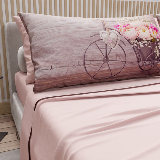 Draps en coton, Parure de lit avec taies d'oreiller en impression digitale Shabby 337