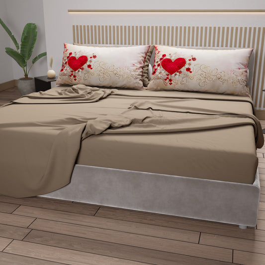 Draps en coton, Parure de lit avec taies d'oreiller en impression digitale Shabby 338