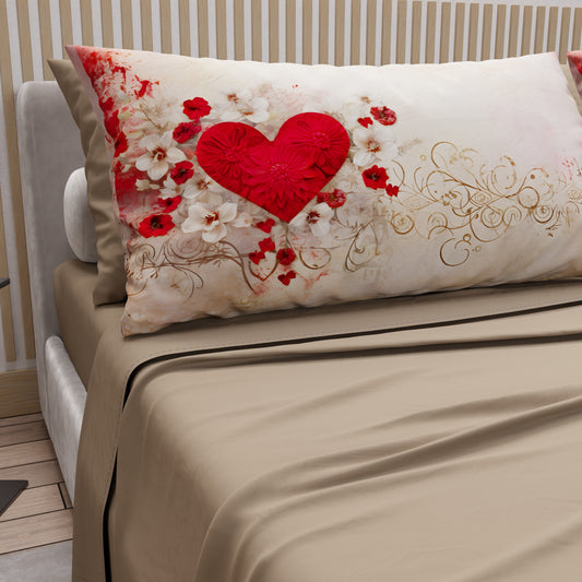 Draps en coton, Parure de lit avec taies d'oreiller en impression digitale Shabby 338