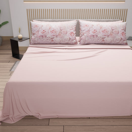 Draps en Coton, Ensemble de Lit avec Taies d'Oreiller en Impression Digitale Shabby 340