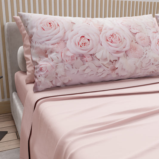 Draps en Coton, Ensemble de Lit avec Taies d'Oreiller en Impression Digitale Shabby 340