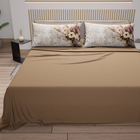 Draps en Coton, Ensemble de Lit avec Taies d'Oreiller en Impression Digitale Shabby 341