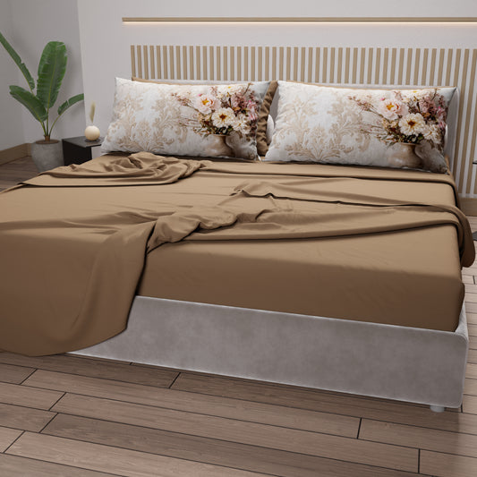 Draps en Coton, Ensemble de Lit avec Taies d'Oreiller en Impression Digitale Shabby 341