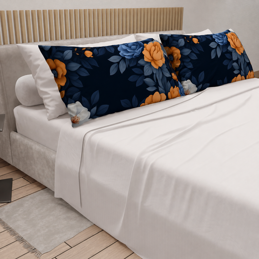 Lenzuola in Cotone, Completo Letto con Federe in Stampa Digitale Autunno 04 Bianco
