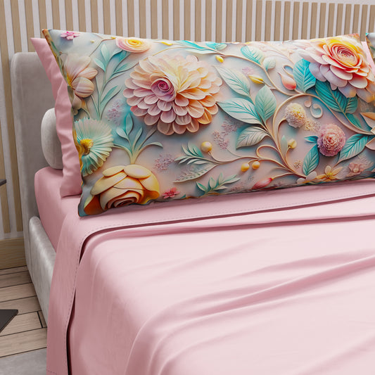 Draps en coton, Parure de lit avec taies d'oreiller en impression numérique florale 05-11