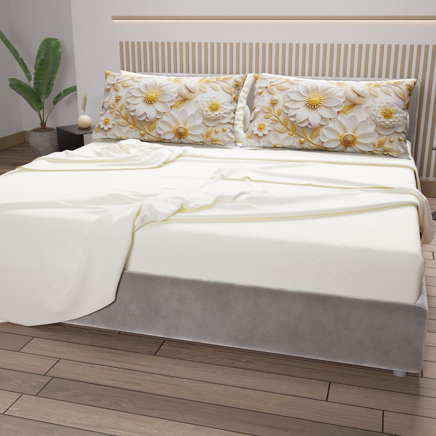 Lenzuola in Cotone, Completo Letto con Federe in Stampa Digitale Floreale 05-13