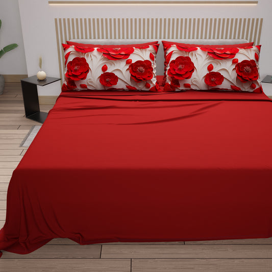 Lenzuola in Cotone, Completo Letto con Federe in Stampa Digitale Floreale 05-14