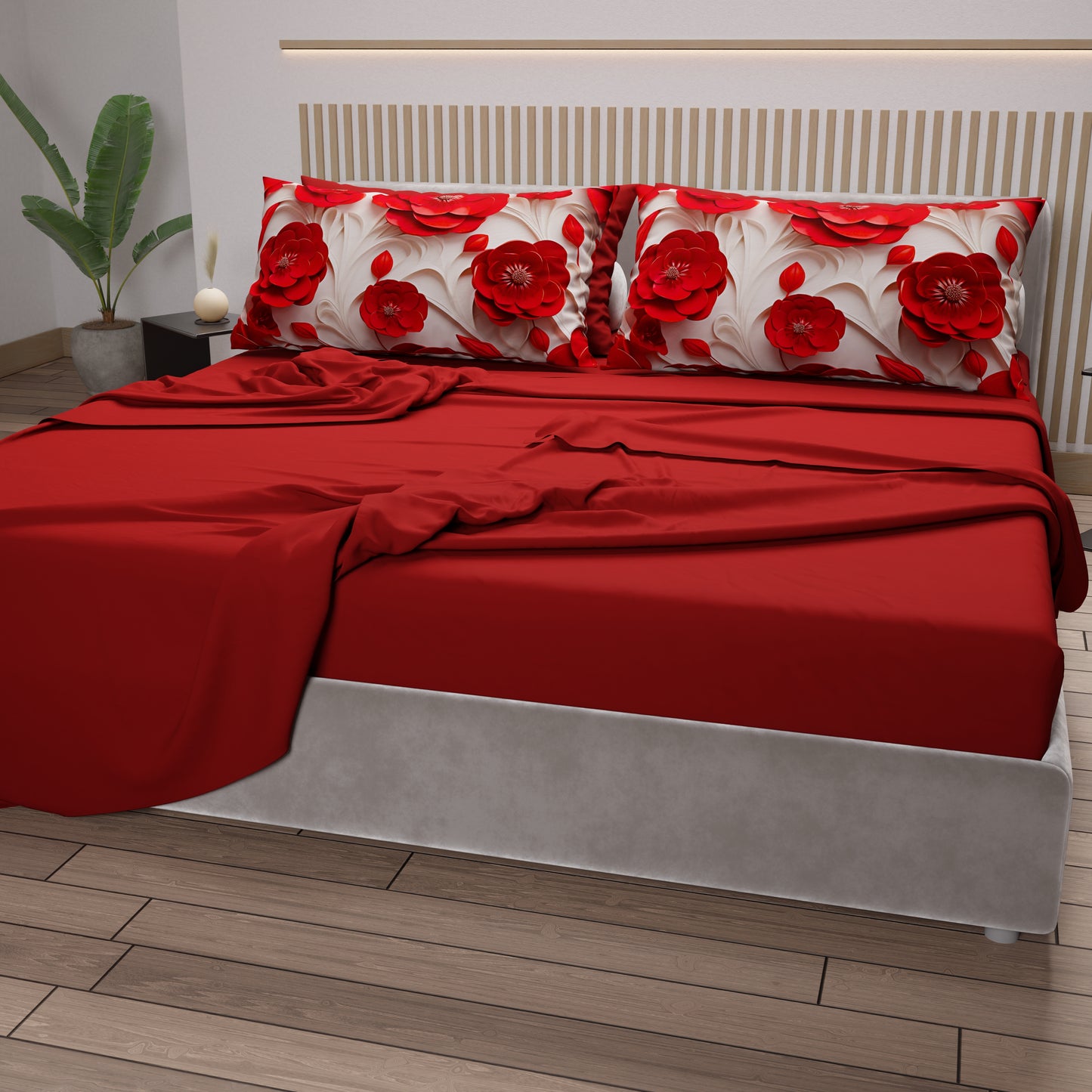 Lenzuola in Cotone, Completo Letto con Federe in Stampa Digitale Floreale 05-14