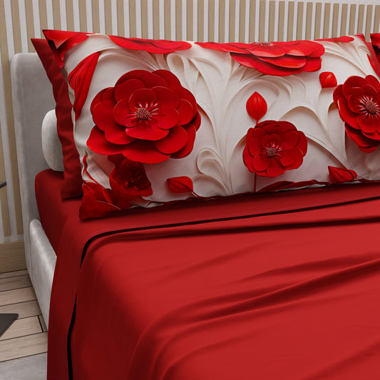 Lenzuola in Cotone, Completo Letto con Federe in Stampa Digitale Floreale 05-14