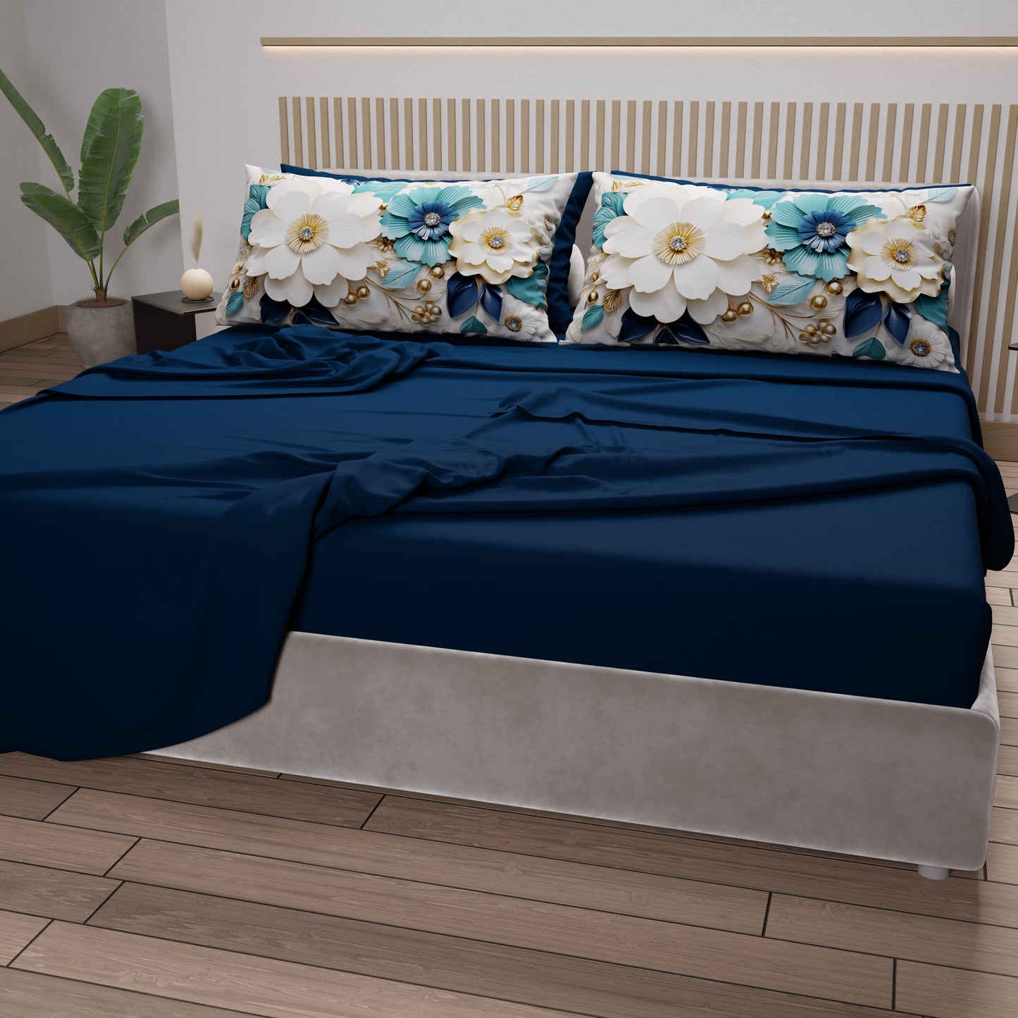 Lenzuola in Cotone, Completo Letto con Federe in Stampa Digitale Floreale 05-19