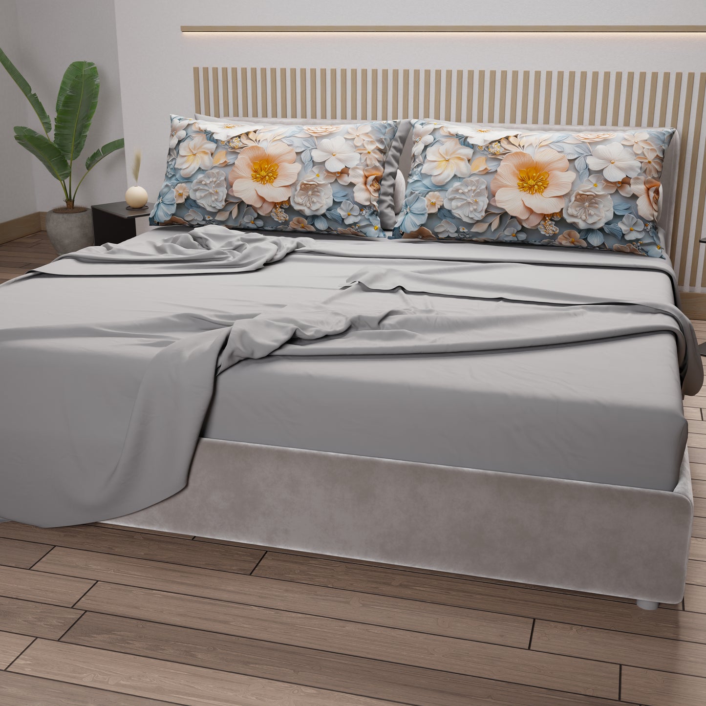 Lenzuola in Cotone, Completo Letto con Federe in Stampa Digitale Floreale 05-20
