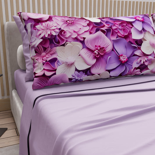 Lenzuola in Cotone, Completo Letto con Federe in Stampa Digitale Floreale 05-23
