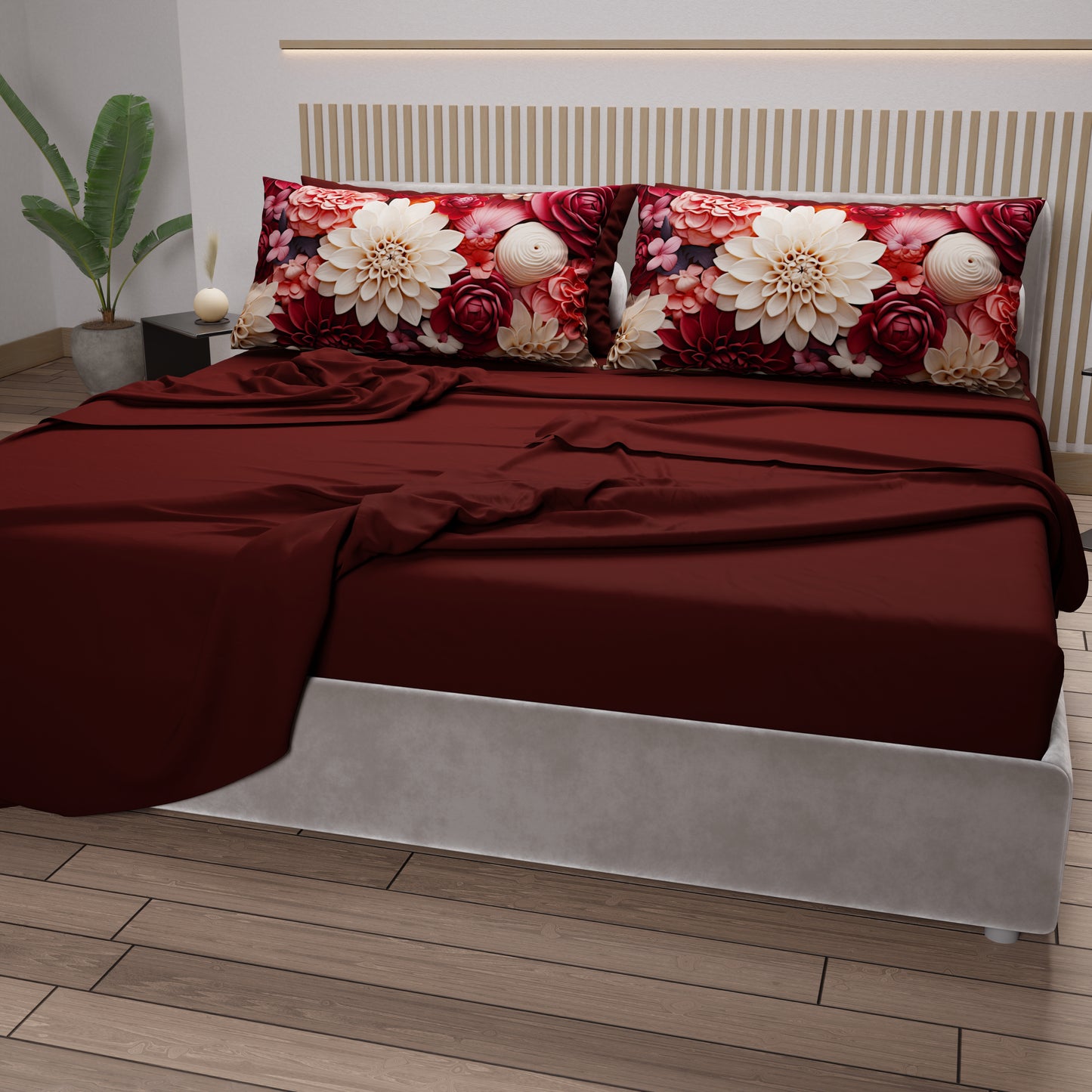 Lenzuola in Cotone, Completo Letto con Federe in Stampa Digitale Floreale 05-24