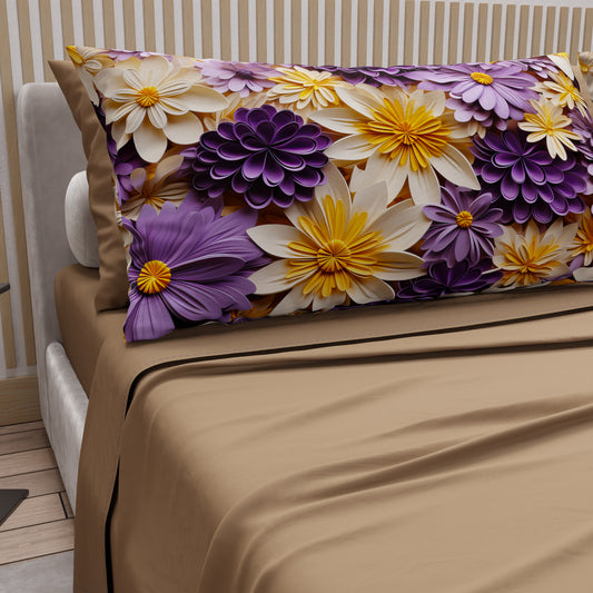 Draps en coton, Parure de lit avec taies d'oreiller en impression numérique florale 05-4