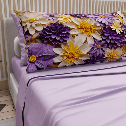 Draps en coton, Parure de lit avec taies d'oreiller en impression numérique florale 05-4
