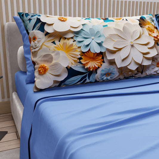 Draps en coton, Parure de lit avec taies d'oreiller en impression numérique florale 05-5