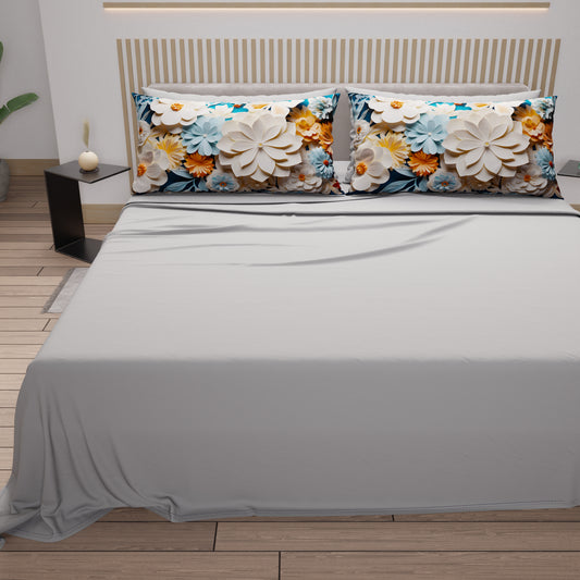 Lenzuola in Cotone, Completo Letto con Federe in Stampa Digitale Floreale 05-5