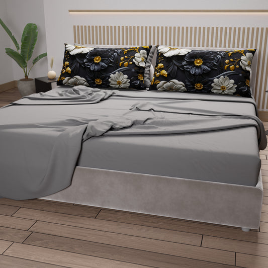 Lenzuola in Cotone, Completo Letto con Federe in Stampa Digitale Floreale 05-6