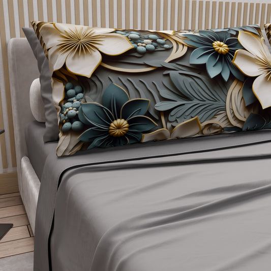 Draps en coton, Parure de lit avec taies d'oreiller en impression numérique florale 05-8