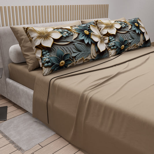 Draps en coton, Parure de lit avec taies d'oreiller en impression numérique florale 05-8