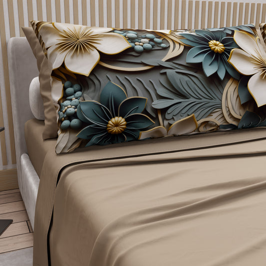 Draps en coton, Parure de lit avec taies d'oreiller en impression numérique florale 05-8