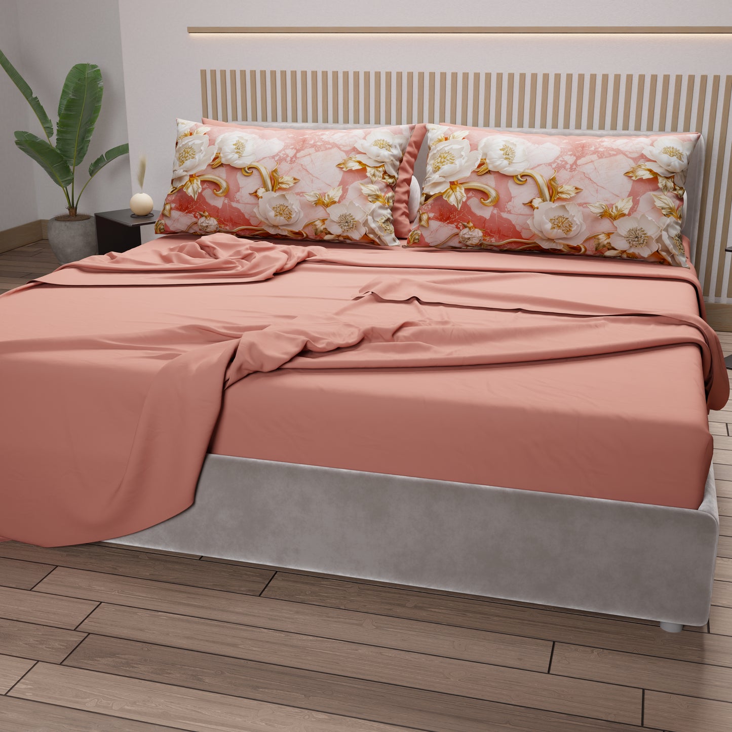 Lenzuola in Cotone, Completo Letto con Federe in Stampa Digitale Floreale 06-11